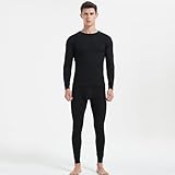 Ropa Interior térmica para Hombre, Pantalones Largos con Forro Polar, Capa Base para Hombre, Clima frío, Parte Superior Inferior, Negro, Medium