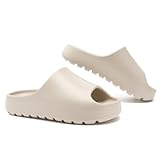 Jaeynow Cloud Slides for Women Men,EVA Soft Recovery Slides for Womens,Thick Sole Open Toe Shower Shoes Mens Sandals Outdoor&Indoor House Slippers Sandals(Beige 48/49)