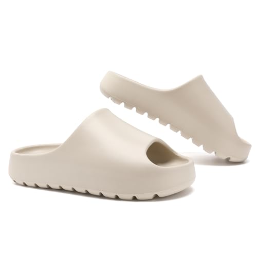 Jaeynow Cloud Slides for Women Men EVA Soft Recovery Slides for Womens Thick Sole Open Toe Shower Shoes Mens Sandals Outdoor&Indoor House Slippers Sandals(Beige 48/49)
