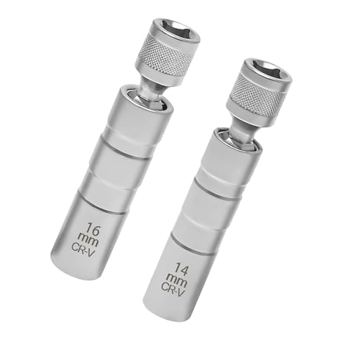 Finkow 2 llaves de bujías, 14 mm y 16 mm, herramienta de desmontaje para reparación de coches y motocicletas