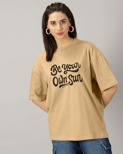 Image of Women's Printed Round Neck Oversized Longline Drop Shoulder Boho Style T-Shirt | Loose Fit Drop Shoulder | Soft Breathable Summer T-Shirt