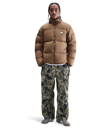 Nike Mens Therma-FIT Club Puffer Jacket 650 Mosswood Brown/White Medium