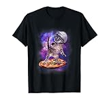 Funny Cat Flying A Pizza Astronaut Kitten Space T-Shirt