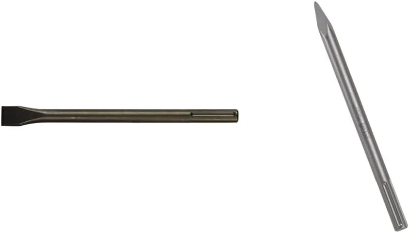 Bosch HS1911 SDS-max® Hammer Steel 12-in Flat Chisel, BlackwithBOSCH HS1913 12 In. Bull Point SDS-max Hammer Steel