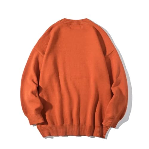 Men Fashionable Solid Color Round Neck Loose Long Sleeve Crew Neck Sweater Chic Male Fashion Top3