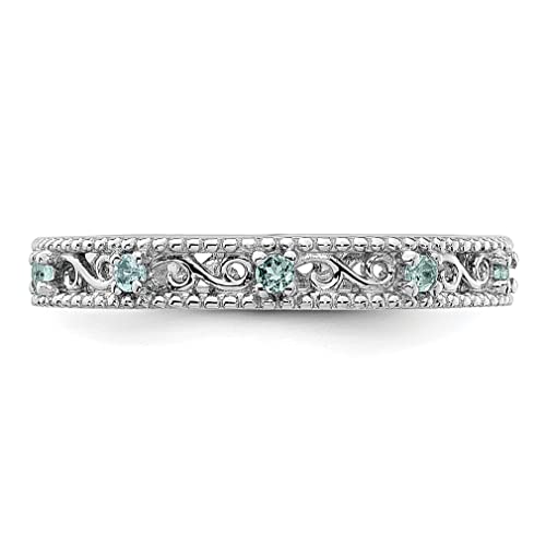 Ice Carats 925 Sterling Silver Aquamarine Stackable Ring Birthstone March Gemstone Fine Jewelry For Women Gifts For Her #TOP2