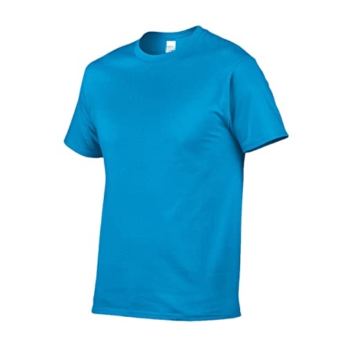 T-shirt d'été homme en coton contre la chaleur : l'aisance du bleu saphir XXL col rond