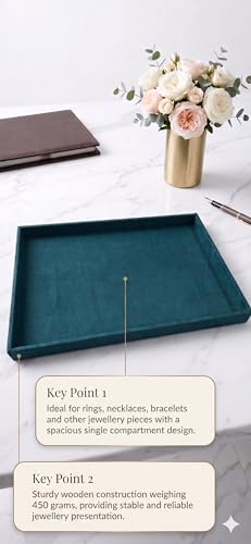 Image of Luxury Velvet Jewelry Organizer Tray for Watch Sunglasses Bangles Earrings Rings Chains Necklace & Others Storage Display Tray in Green