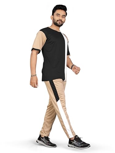 Cotton Blend Cord-Set for Men, Regular Fit Half Sleeves T-Shirt and Lower Set | Night Suit, Summer Track Suit for Boys | Ideal for Casual Outings, Workout, Gym, Sports - Image 3