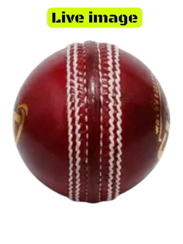 Image of (2nos) Premium Leather Cricket Ball - Club Grade, Genuine Alum Tanned Hide, Hand-Stitched Seam
