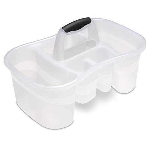 4SGM 9 3/8-inch Sterilite Bath Caddy with 5 Compartments, Large, Clear, Multi