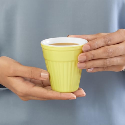 Image of Larah by BOROSIL 200ml 6pc Sun Yellow Tea /Coffee Opalware Kulhad Set | Microwave & Dishwasher Safe | Bone-Ash Free | Crockery Set Ideal for Daily Use & Gifting | Multicolor (Yellow)