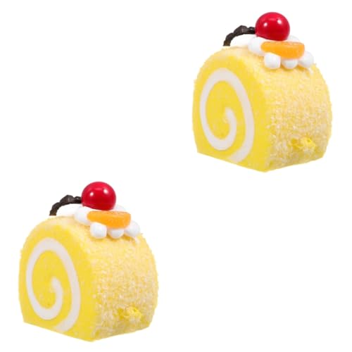 Garneck 2pcs Yellow Cake capacillos para Cupcake Lifelike Fake Cake Fake Food Cake Artificial Cake PU Simulation Cake Swiss Roll Lip Gloss