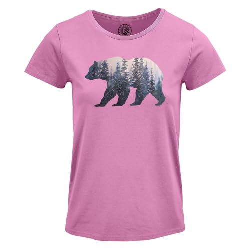 T-shirt femme col rond aquarelle ours élégant et nature sauvage unique