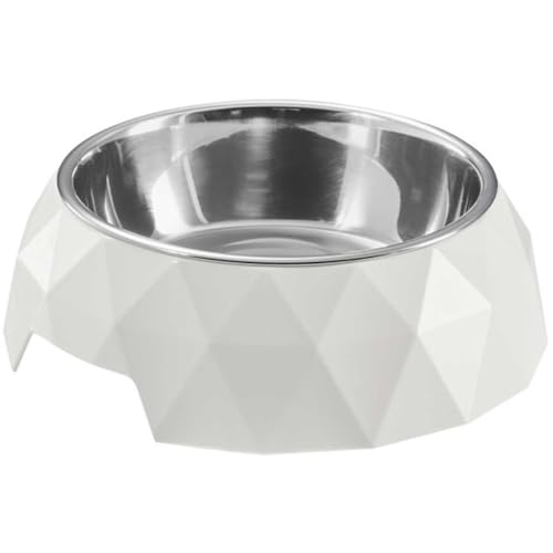 HUNTER KIMBERLEY Melamin-Napf, Futternapf, Trinknapf, für Hunde und Katzen, mit Edelstahlnapf, 700 ml, weiß