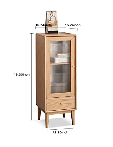 Vadisun 100% Solid Oak Wood Sideboard Buffet Cabinet, Modern Glass Liquor Cabinet For Livingroom,Kitchen Storage Cabinets #TOP6