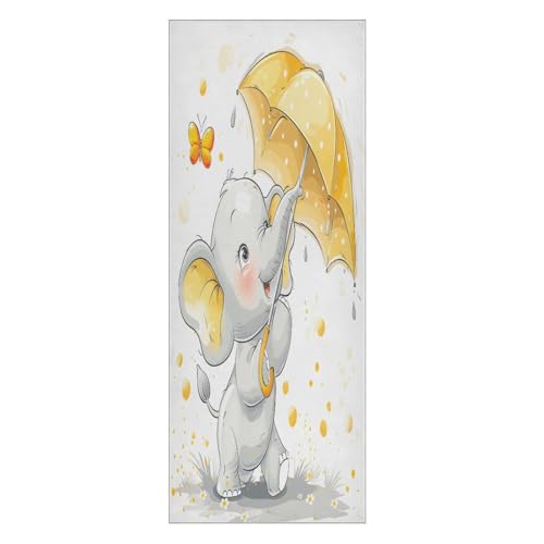 Wassud Cute Cartoon Elephant Yoga Towel Mat with Organizer Bag Sweat Absorbent Yoga Mat Towel Non Slip for Hot Yoga Pilate Fitness 27