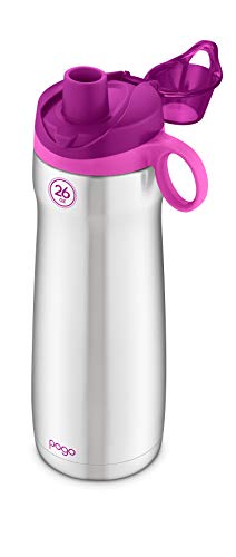 Pogo Vacuum Insulated Stainless Steel Water Bottle With Leak Proof Chug Lid And Silicone Carry Loop, Fuchsia, 26 Oz #TOP2