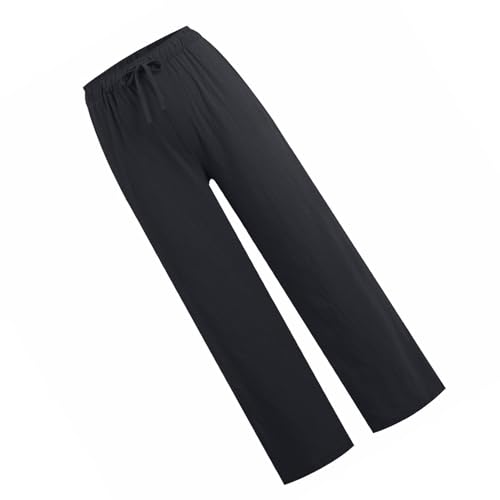 Pantalon large en lin et coton noir pour femme : l'élégance naturelle d'un basique fluide