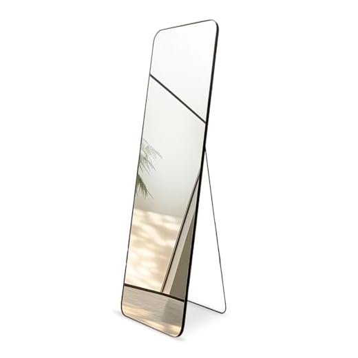 MIREL - GAON. Espejo de Piso Cuerpo Completo con Soporte y Marco de Metal para Pared Ideal para Dormitorio Recamara Cambiador 14003000634301010502
