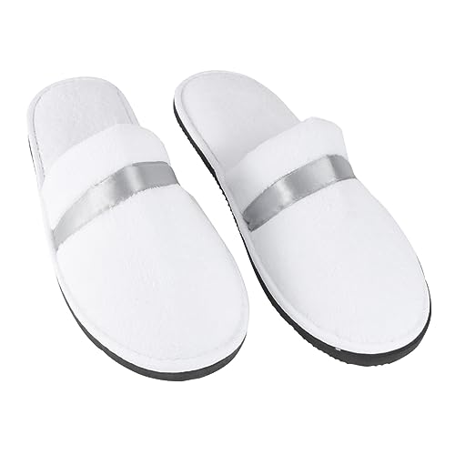 PACKOVE Anti-skid Thickened Unisex Hotel Salon Slippers, White Household Guest Slipper for Winter Home Use