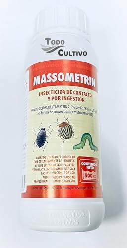 Deltametrina 2.5% EC 500ML. Massometrin. Potente insecticida piretroide concentrado, TRATAMIENTO PARA 500 LITROS
