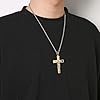 HZMAN Men's Stainless Steel Cross Crucifix Bible Prayer Pendant Necklace Jewelry Gift 22+2" Chain (Gold) #1