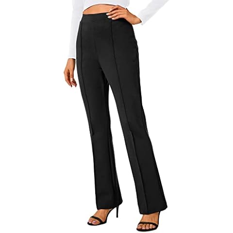 Urban CoCo Stretchy Work Pants Bootcut Yoga Pants Petite Slacks for Office Casual (Black, L) Cover