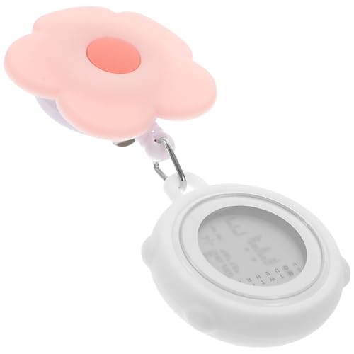 Lurrose 伸縮可能なシリコン 製ナースウォッチ クリップ付き軽量デジタル懐中時計 医療従事者向け実用的な学生試験用ポケットウォッチ