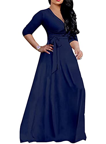 Image of LightlyKiss Plus-Size Maxi Dresses for Women African Summer 3 /4 Sleeves Beach Sundress with Pockets