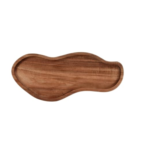 Plateau De Service en Bois, Petit Plateau en Bois, Plateau Décoratif Irrégulier, Plat De Service pour Plats, Boissons, Petit-Déjeuner, Fruits, Desserts, en-Cas, Bijoux, Clés (29 * 13 * 1.5cm)