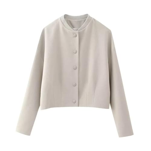 Veste courte côtelée pour femme coupe ample à manches longues taille S