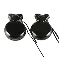 Premium Spanische Kastagnetten 2 Paar für Erwachsene Anfänger Massivholzkonstruktion (Schwarz)