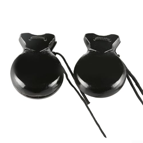SPORTARC - Premium Spanische Kastagnetten 2 Paar für Erwachsene Anfänger Massivholzkonstruktion (Schwarz)