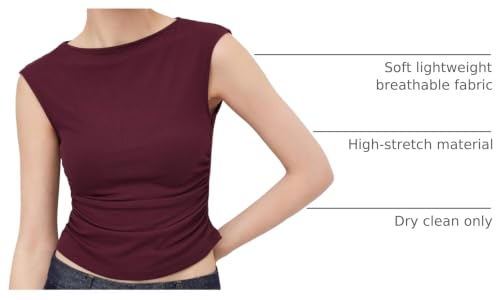 Image of CIDER Boat Neck Tops for Women Sleeveless Ruched Crop Tank Tops | Slim Fit, Trendy Summer Outfits, Casual Tee Shirt