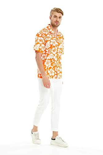 Image of Matchable Couple Hawaiian Luau Men Shirt or Women Tank Dress in Classic Vintage Hibiscus