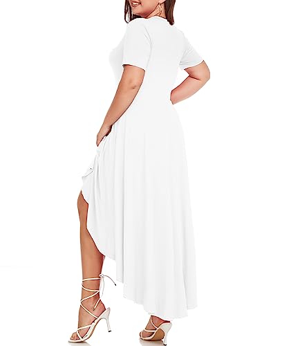 LALAGEN Plus Size Maxi Dress for Women Casual Short Sleeve Ruffle Flowy High Low Summer Long Dress 1X-6X2