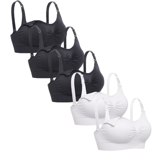 Image of Lataly Womens Sleeping Nursing Bra Wirefree Breastfeeding Maternity Bralette Pack of 5