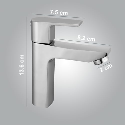 Image of Waterman Leo Pillar Tap for Wash Basin and Sink Table Top Brass Chrome Finish Bathroom Spout Kitchen Faucet Foam Flow Aerator Water Taps (Pack of 2)
