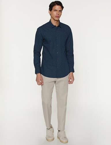 Image of Peter England Men's Everyday Ditsy Print Slim Fit Full Sleeve Casual Shirt | 100% Cotton