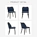 COLAMY Upholstered Dining Chairs Set of 2, Modern PU Leather Dining Room Kitchen Side Chair with Padded Seat and Wood Legs Restaurant/Cafe, Blue