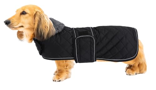 Geyecete Warm Thermal Quilted Dachshund Coat, Dog Winter Coat with Warm Fleece Lining, Outdoor Dog...