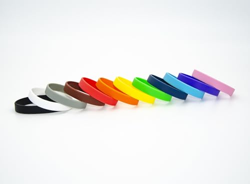 Image of 12pcs /Pack 12 Multi-Colors Blank Silicone Wristbands Rubber Bracelets