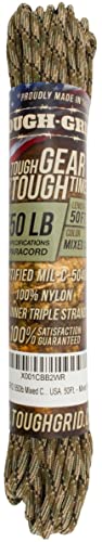 Tough-Grid 550Lb Mixed Camo Paracord/Parachute Cord - 100% Nylon Mil-Spec Type Iii Paracord Used By The Us Military, Great For Bracelets And Lanyards, 200Ft. - Mixed Camo #TOP1