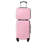 MODELISA - Maleta De Viaje ABS Rígida con 4 Ruedas Giratorias Equipaje 18'' 50X32X20cm, 40L, 2.5kg (Rosa, X Pequeño + Neceser)