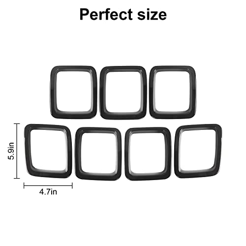 Image of CheroCar Grille Inserts ABS Front Grill Cover Guard Exterior Accessories for Jeep Compass 2017-2020,Black