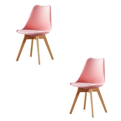 Max Star - Silla Estilo Nordico,Ganga, Silla de Oficina, Salón, Comedor, con Cojín Integrado, Diseño Ergonómico y Elegante, Patas de Madera. (2, Rosa)