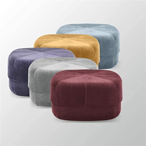 Pouf repose-pieds en velours violet cube capitonné pour coiffeuse - 6