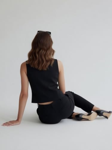 Image of ROCKSY V Neck Waistcoat for Women | Sleeveless Formal Jacket Top | Office Wear Regular Fit Blazer Vest.