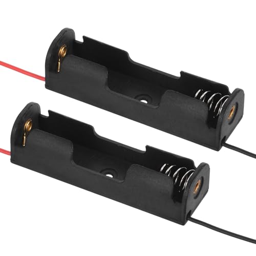 QUARKZMAN Portapilas de 1,5V AA x 2Pcs con Resorte de 2 Cables Color Negro
